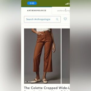 Wide leg cropped pants from Anthropologie